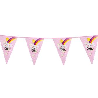 Wimpel-Girlande "Schnulleralarm 6-m-rosa