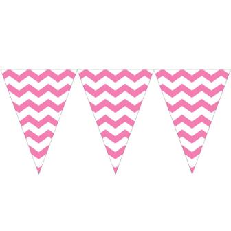 Wimpel-Girlande "Crazy Stripes" 2,74 m-pink
