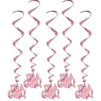 Wirbel-Deckenhänger "Baby-Glück" 5er Pack 102 cm-rosa