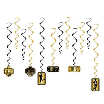 Wirbel-Deckenhänger "Golden 20ies" 12-tlg. 