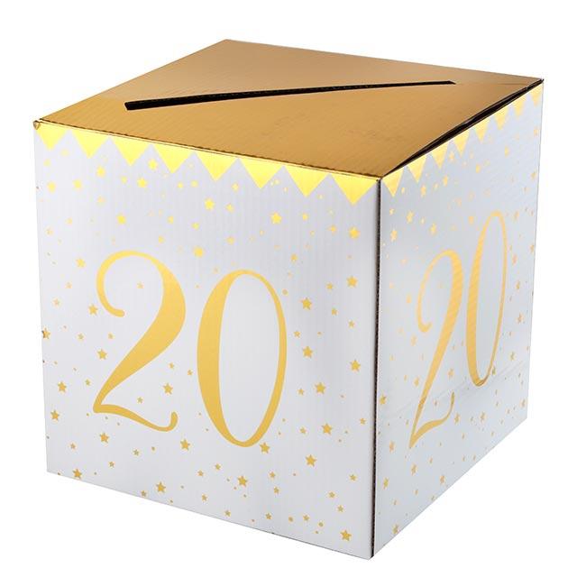 Brief- & Kartenbox Zum 40. Geburtstag – Golden Times, Quadratisch, 20x20x20 Cm