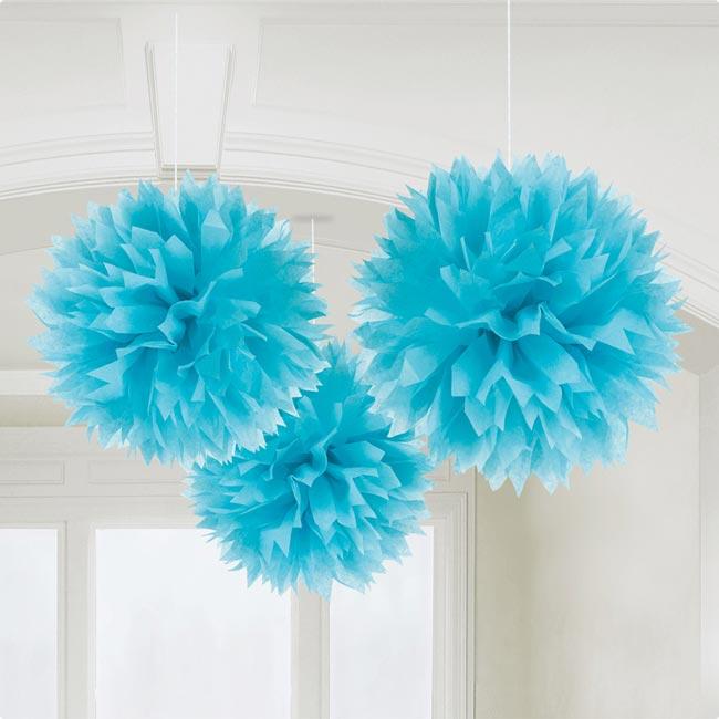 Deckenhänger "Einfarbige Blüte aus Papier" 3er Pack-hellblau günstig