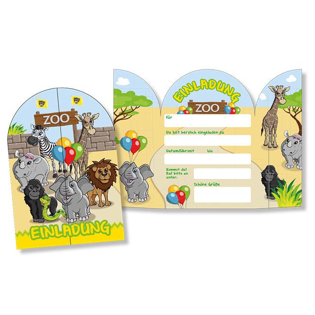 Einladungskarten "Willkommen im Zoo" 8er Pack 