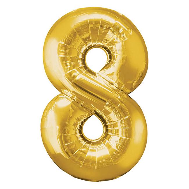 Unique Party Zahl 8 Ballon – 86 Cm Groß, In Goldfolie, Ideal Für Geburtstagsfeiern