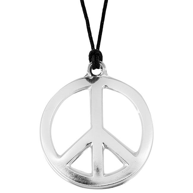 Peace Anhänger Kordel Schmuck Kette Frieden Hippie 1970er 