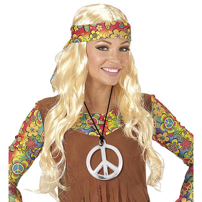 Woodstock Peacekette mit Anhänger Halskette Peacezeichen Cooler Hippie Schmuck 