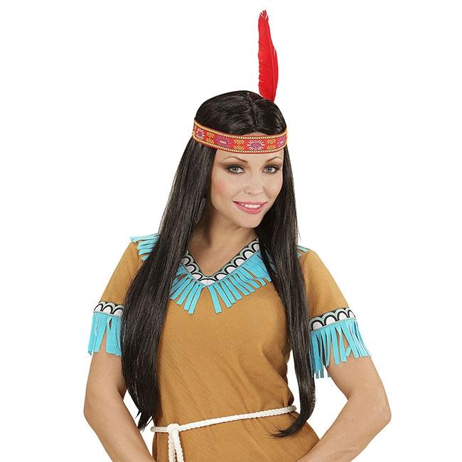 Indianer-Perücke Mit Zöpfen & Stirnband – Schwarzes Kunsthaar Für Kostüm-Partys, Wild West Look