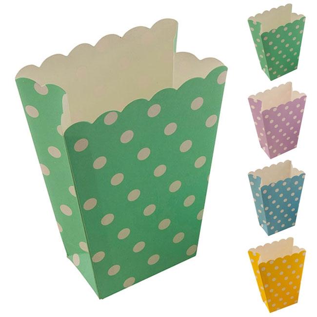 Kleine Popcorn-Tüten "Farbenfroher Punkte-Spaß" 8er Pack günstig kaufen