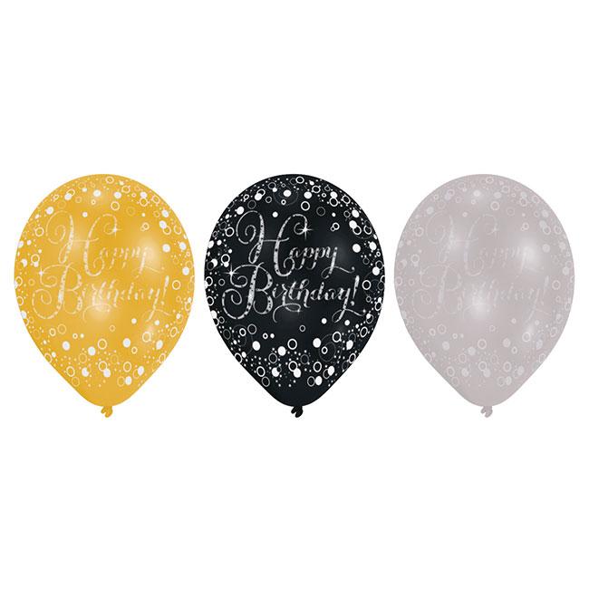 Latex-Luftballons Zum 90. Geburtstag – 30 Cm, Glitzer Blau & Silber – 6er-Packung – Für Helium Oder Luft