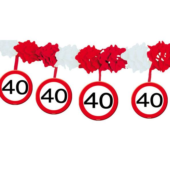 Folat Geburtstagsservietten 40 – Rot-weißes Verkehrsschild Design, 20 Stück à 33x33 Cm, Perfekt Für Tischdeko