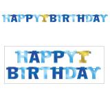 Buchstaben-Girlande "Happy first Birthday" 2,13 m-blau