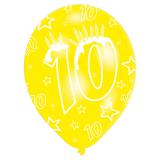 Bunte Luftballons 10. Geburtstag "Sterne" 6er Pack