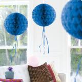Deckenhänger "Ball aus Wabenpapier" 30 cm-blau