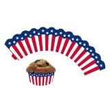 Deko-Banderolen für Muffins "USA-Style" 12er Pack