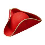 Edler Dreispitz-Hut mit Goldrand-rot