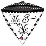 Edler Folien-Ballon in Diamantenform "Mr. & Mr." 38 x 43 cm