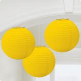 Einfarbige Lampions 3er Pack 24 cm-gelb