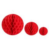 Einfarbiger Wabenpapier-Ball 2er Pack-rot-30 cm