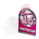 Einladungskarten "Girly Sweet Sixteen" 8er Pack