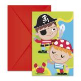 Einladungskarten "Niedliche Piraten" mit Umschlag 6er Pack