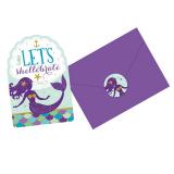 Einladungskarten "Zauberhafte Meerjungfrau" 8er Pack