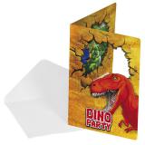 Einladungskarten "Abenteuerliche Dinos" mit Umschlag 6er Pack