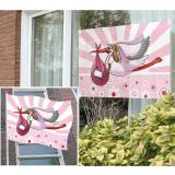 Fensterfahne Klapperstorch mit Saugnäpfen-rosa