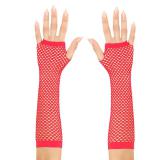Fingerlose lange Handschuhe "Netzoptik"-rot