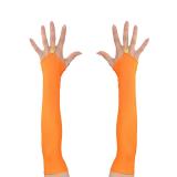 Fingerlose Satin-Handschuhe-neonorange