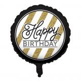 Folien-Ballon "Black & Gold" - Happy Birthday 46 cm