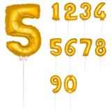Folien-Ballon "Goldene Zahl" inkl. Stab 36 cm