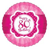 Folien-Ballon Happy Birthday "Pretty Pink 80" 45 cm