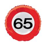 Folien-Ballon Verkehrsschild "65. Geburtstag" 45 cm