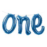 Folienballon-Girlande "Number one" 1,52 m-blau