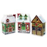 Geschenk-Boxen "Weihnachtshäuser" 3er Pack