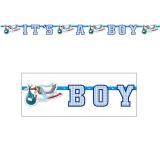 Girlande "It's a Baby" mit Klapperstorch 2 m-hellblau