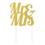 Glimmer-Kuchendeko "Mr & Mrs"-gold