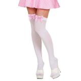 Halterlose Strümpfe mit Schleifchen-rosa