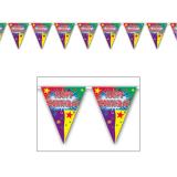 Kunterbunte Wimpel-Girlande "Happy Birthday" 3,7 m