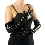 Lange Handschuhe "Lack-Optik" 56 cm-schwarz