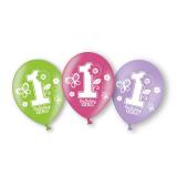 Luftballons "1. Geburtstag - Schmetterling" 6er Pack