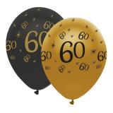 Luftballons "Black & Gold 60" 6er Pack