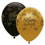 Luftballons "Black & Gold" - Happy Birthday 6er Pack