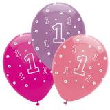 Luftballons "Dschungel Girls 1. Geburtstag" 6er Pack