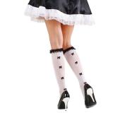 Nylon-Strümpfe mit Spitzenrüschen und Schleifen-weiß