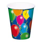Pappbecher "Happy Birthday Bunte Ballons" 8er Pack