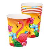Pappbecher "Aloha und Flamingo" 6er Pack
