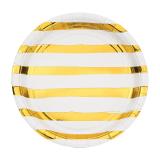 Pappteller "Goldene Streifen" 8er Pack-weiß