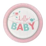 Pappteller "Hello Baby Girl" 8er Pack