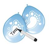 Personalisierbare Luftballons "Niedliche Füße" 6er Pack-hellblau